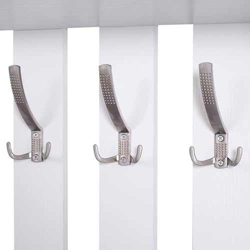 HOMCOM Conjunto de Recibidor de Entrada con Espejo Perchero y Zapatero Muebles de Entrada con 3 Ganchos Estante y 2 Cajones para Pasillo Blanco - imagen 6