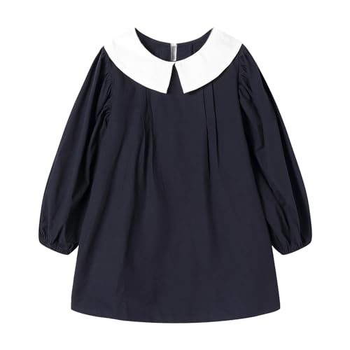 Mud Kingdom Girls Puff Dress Long Sleeve A-Lined Peter Pan Collar Bubble Sleeve Cotton 12 Months-7Y