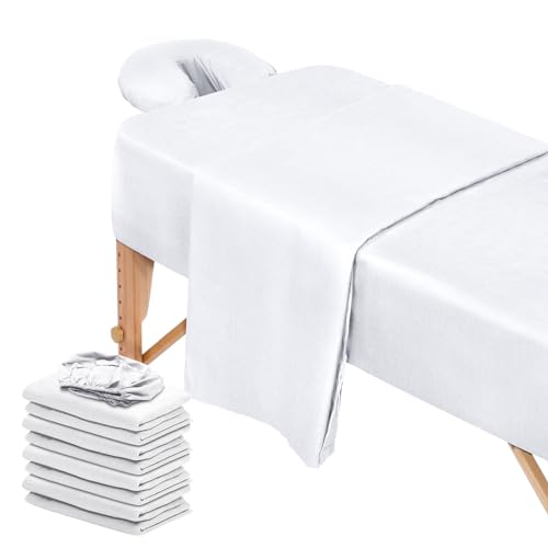12 Pcs 4 Sets Premium Microfiber Massage Table Sheet Set, Include Massage Table Cover, Massage Fitted Sheet, Massage Face Rest Cover for Beauty Salon Spa Hair Salon, White