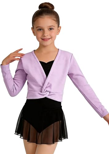 Image of DANSHOW Girls Ballet Wrap Top Long Sleeve Dance Sweater Toddler