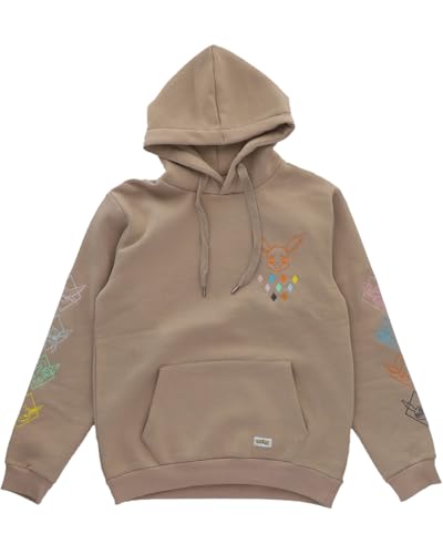 SAHINLER créateur d'univers Adult Long Sleeve Hoodie Pokémon Eevee Prismatic Evolution Embroidery - Polycotton - Beige (UK, Alpha, S, Regular, Regular, Beige)