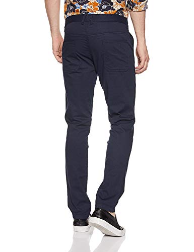 Image of ShreeRam Slim Fit Men NavyBlue Cotton Lycra Blend Trousers