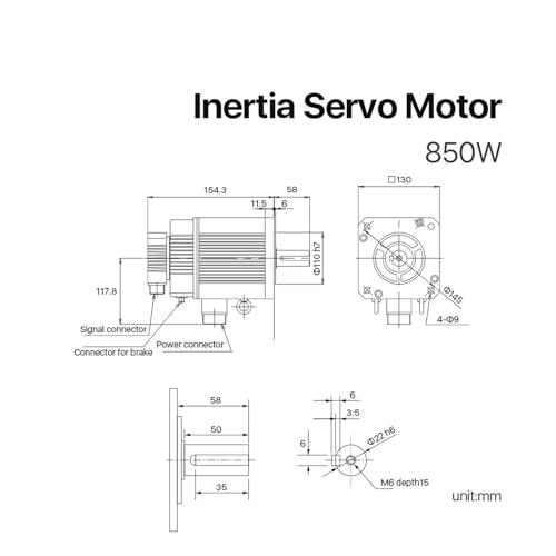 Ficha técnica DAISHUJIE servomotor Kits de Controlador de servomotor de 850 W CA 14,01 NM 1500 r/min GYL851B6-TG2 Controlador de servomotor de 200-240 V CA RYH851F5-VV2 - Fernando Cortés