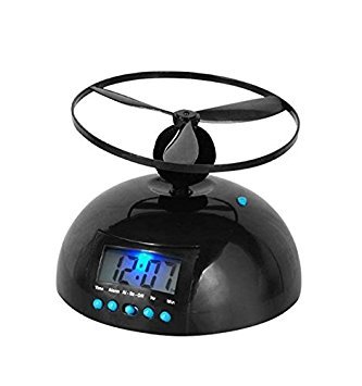 Tiangtech Novelty Digital LED Alarm Clock Gadget Run Away Flying/Rolling Helicopter Chopper Propeller Clock Creative gift