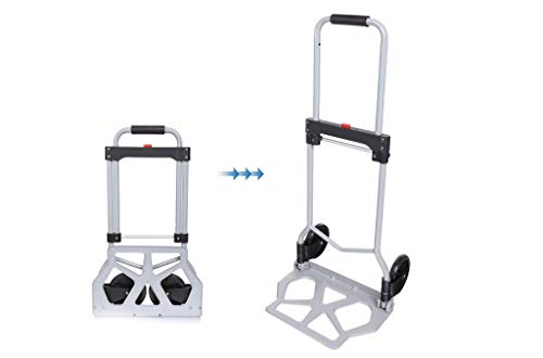 GWH Carrito TRASPORTE Plegable Carretilla Plegable de Transporte,Portátil,Carretilla de Mano, Carga Máxima100kg Plegado automático, Mango Extensible