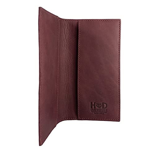 Image of Hide & Drink, Checkbook Cover, Minimalist Organizer for Personal or Business Finances, Bill Holder, Full Grain Leather, Handmade, Sangria