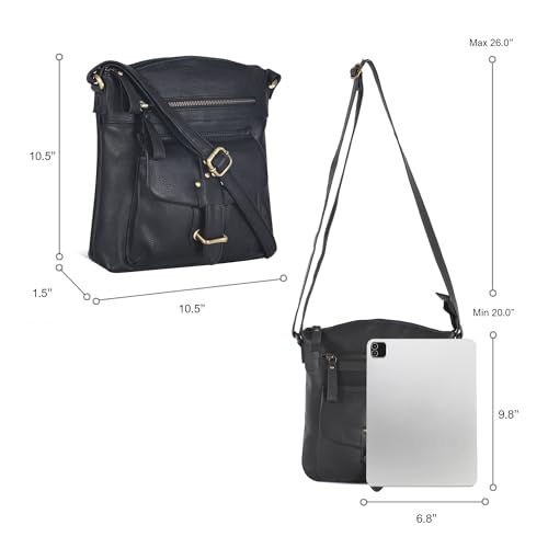 Image of Oak Leathers Leather Crossbody Bag For Women With Adjustable Sling Strap - Medium Size Crossover Shoulder Handbag Purse