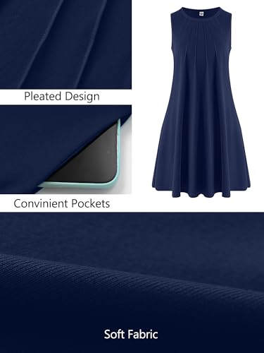 Image of KORSIS Tank Dress for Women Elegant T-Shirt Summer Soft Dresses Sleeveless Swing A Line Vacation Beach Sundress with Pockets