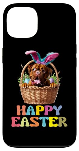 Custodia per iPhone 13 Happy Easter Dog Bunny Basket Celebrazione