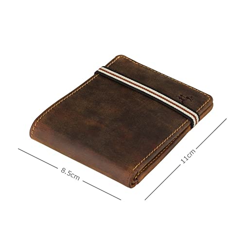 Visconti Segesta Elastic Closure Bi Fold Real Leather Tap and Go Slim Wallet Card Holder RFID (Tan)3