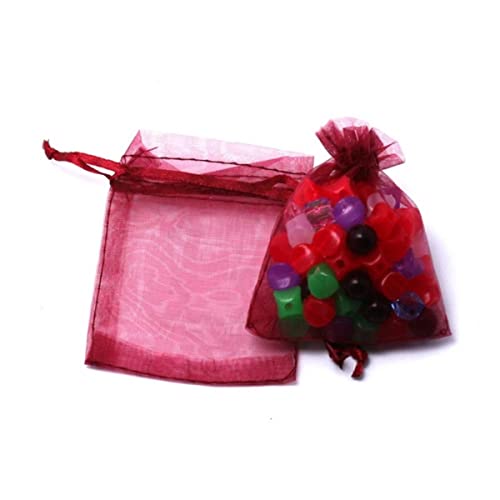 KUGRRFRC 10 Piezas Bolsas de Organza Bolsa de Embalaje de joyería Decoración de Navidad Bolsas de Recuerdo de Boda amp; Bolsa de Regalo dibujable 7x9cm 9x12cm-Borgoña,9x12cm