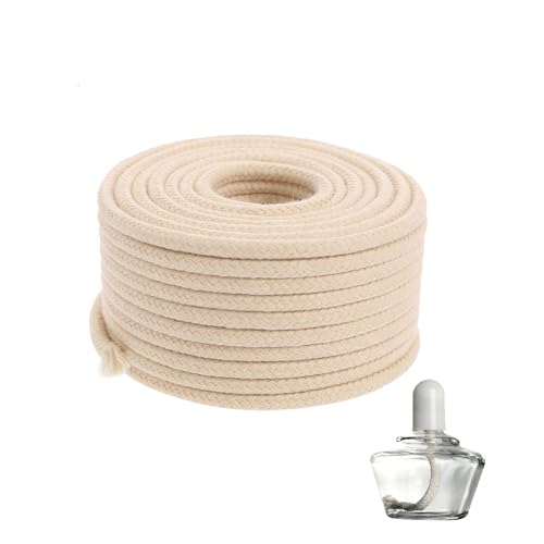 SEYUGOPTI Mèche Lampe à Huile 15M*7MM, Mèche de Lampe à Huile Ronde en Coton Tressé pour Bougies de Lampe à pétrole, pour Fabrication de Bougies, Lampes...