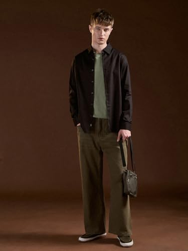 Image of THE BEAR HOUSE Men's Pure Cotton Solid Slim Fit Shirt