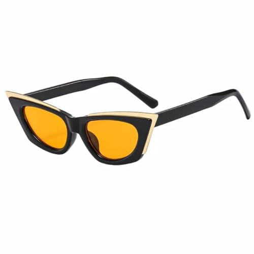 Lunettes de soleil punk œil de chat rétro noir et jaune UV400