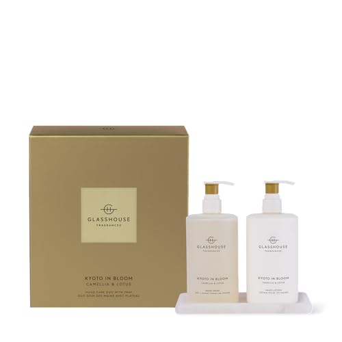 Glasshouse Fragrances Kyoto In Bloom Hand Care Duo, Enriched in Australian Botanicals; Caviar Lime & Kakadu Plum, Cleansing & Moisturizing, Camellia & Lotus, 15.2 Fl. Oz. (450mL)