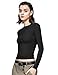 PUMIEY Long Sleeve Shirts for Women Slim Fit Tops Fall Fashion Basic Tee, Jet Black Meduim