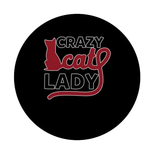 Cat Lady Cat Lover's Kitty Mom Crazy Owner PopSockets Swappable PopGrip, Black - Image 3
