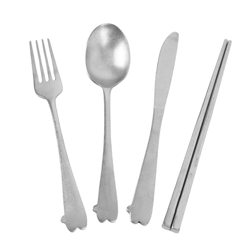 SPYMINNPOO Stainless Steel Silverware Set, Tableware Set with Spoon Fork Cutter Chopsticks Portable Travel Utensils Cutlery for Travel Picnic Camping