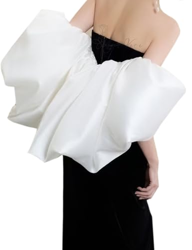 Ayervici Detachable Puff Sleeve Cape for Wedding Dress,Unique Satin Shawl Cover Tops Perfect for Bridal Gowns Formal Wear – Women Costume, Gift, or Cosplay