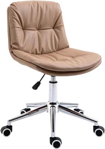 RKJDMSWJ Silla de Escritorio para Oficina en casa Silla de Oficina en casa Silla de Escritorio de Cuero PU con Respaldo Medio Silla de computadora sin Brazos Silla giratoria ergonómica para tareas