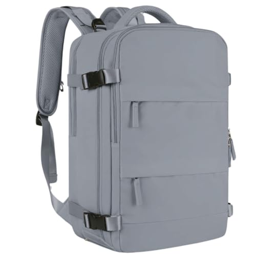 Mochila Viagem Bordo 10kg Executiva Expansível Avião Usb Cinza