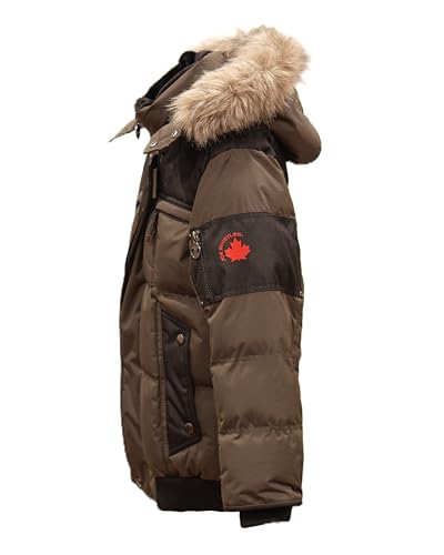 Image of Milano Boys Bomber Jacket Waterproof Puffer Coat with Removable Hood and Faux Fur Trim Sizes 4-20