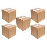 Quadratische Kartons 5 Stück aus Papier, Robuste Versandkartons Braun