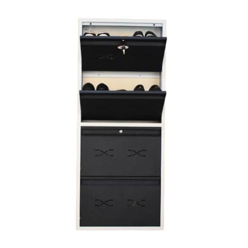 Image of I Metal Shoe Rack I Double Lock I Double Lock I Slim and Wall Mounted I 4 Shelve (Grey Colour) I Coad LC 2M-04 GR I Height 58 Inches, Width 24 Inches, Depth 5.5 InchesI 3 Years Warranty.