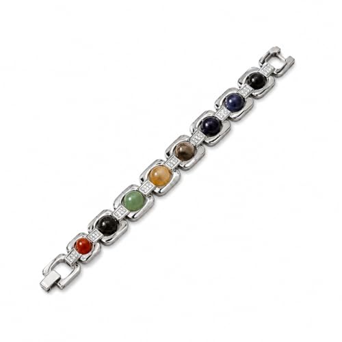 Image of eCraftIndia Crystal Energy Bracelet for Men & Women | 7 Chakra Healing Bracelet | Pyrite Dhanlabh Money Magnet Triple Protection Stone.