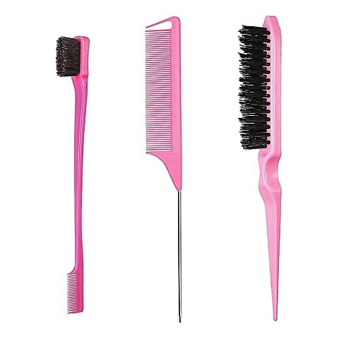 3 Pieces Hair Styling Comb Set with Brushes Cover