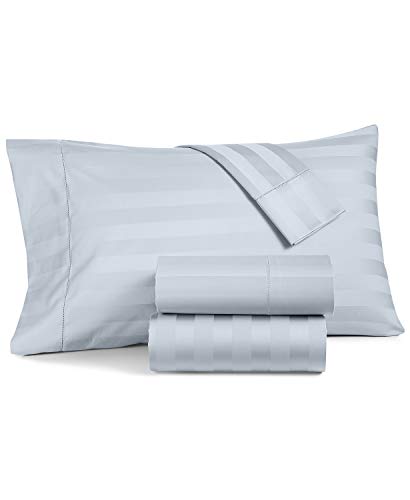 Image of Charter Club Damask Stripe Queen 4 Pieces Sheet Set, 550 Thread Count 100% Supima Cotton Vapor (Light Blue)