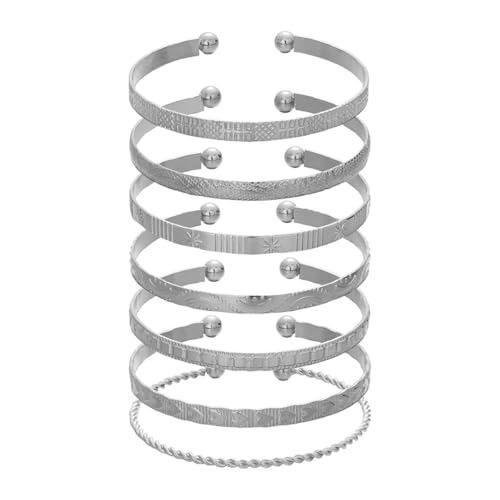 7Pcs Gold Bangle Bracelets for Women 14k Gold Plated Stackable Cuff Bracelet Set Simple Trendy Opening Cuff Bangle Bracelets Bracelet Minimalist Layering Jewelry Gift Set4