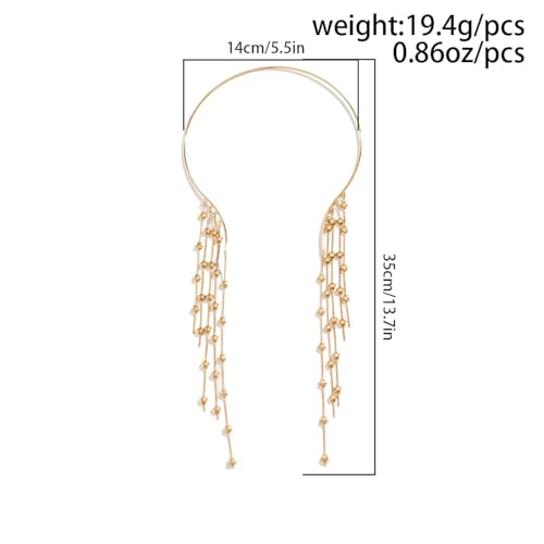 Collar de perlas exageradas con borlas largas de lentejuelas y estrella 5