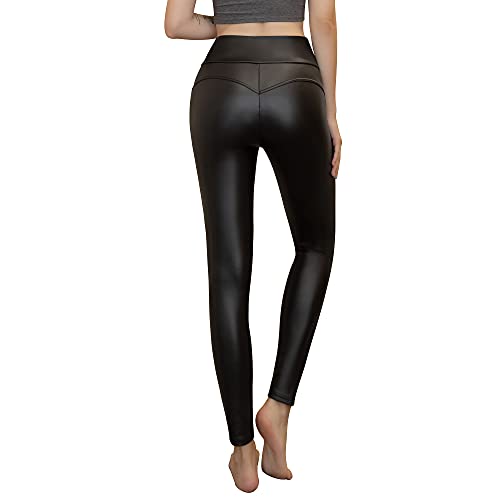 Damen Kunstleder Leggings Lederhose High Waist Leggings Hose Strumpfhosen Treggins Leggins Kunstleder Leggings Leder Look hüfthoch Thermal Kunstleder Winter - Image 7