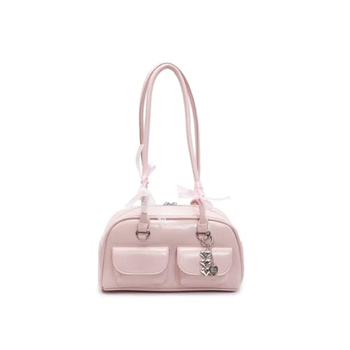 Kawaii Women's Bow Coquette Purse PU Leather Retro Boston Handbag pastel goth handbag