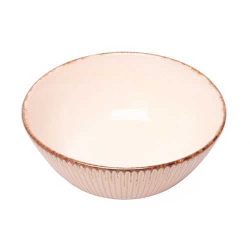 LYOR - Bowl de Cerâmica Linear Branco 16cm x 7cm - Capacidade para 680ml