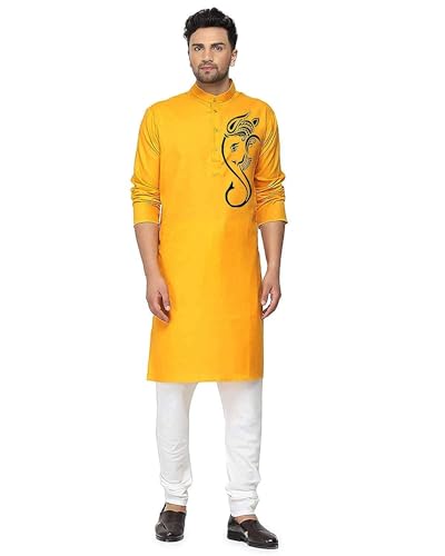 Image of Men's Digital Printed Kurta for Pooja Festival Ganesha