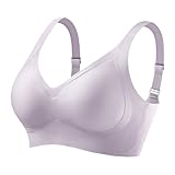 Necalisi Sport BH Damen große brüste starker Halt büstenhebe BH Bügelloser Hellviolett Bustier Crop Top Bra mit Unterstützung Komfort Tshirt BHS 110B
