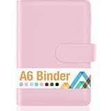 Sooez A6 Notebook Binder, 6 Ring Planner with Stylish Design, Loose Leaf Personal Organizer Cover with Magnetic Buckle Closure, PU Leather Binder for Women with Macaron Colors, 7.48'x5.2'