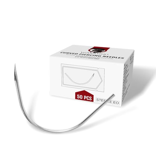 WARRIOR Agujas curvas americanas para herramientas de perforación piercing corporal profesional desechable (CURVA-16G)