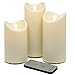 Produktbild Tronje LED Outdoor Kerzen - 3er Set mit Timer u. Fernbedienung - 13/15/18cm Stumpenkerzen Creme - beweglicher Flamme - IP44 UV Hitzebeständig