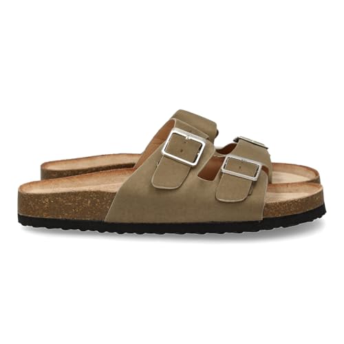 shoes&blues.es 94405 Sandalia Plana de Mujer, con Planta de Anatomica de Bio, y Hebillas, Primavera Verano 2021 Army Talla 39