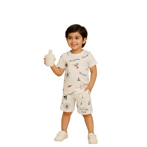 Image of Kidbea Kids Cotton T-Shirt and Shorts Set | Soft Breathable Co-Ord Outfit for Boys | Trendy & Stylish Summer Wear | Boys Clothing Set