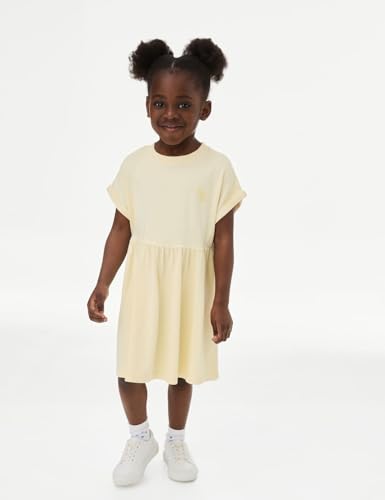 Image of Marks & Spencer Girl's Cotton Blend Fit and Flare Knee-Length Casual Dress