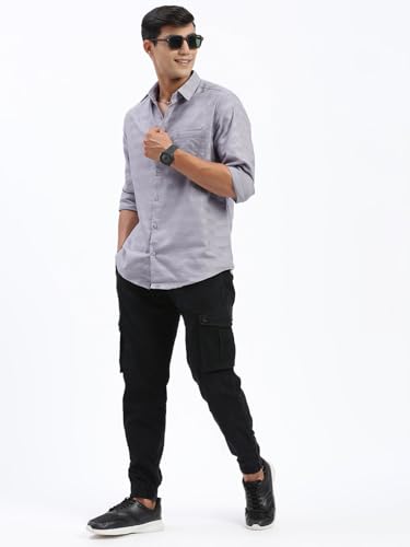 Image of SHOWOFFFF Men Solid Casual Shirt | Spread Collar Full Sleeves Cotton Shirt for Mens | Slim Fit Regular Length Shirt for Men's