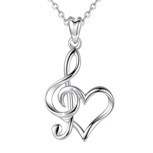 Collier signe de musique argent 925 pendentif coeur