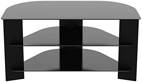 Miniatura 2 de AVF FS900VARBB-A Soporte Varano para TV con patas negras y estantes de vidrio negro. Se adapta a la mayoría (no todos) de televisores en estos