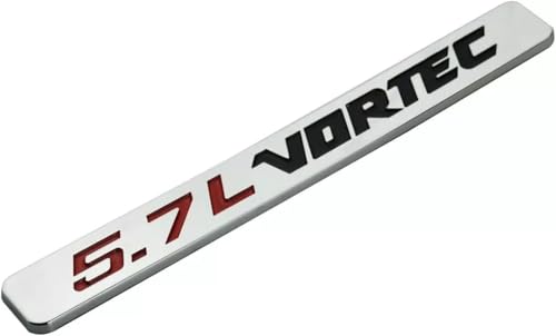 Image of 2pcs 5.7L Vortec Logo Hood Emblems Engine Badge 3D Decal Nameplate (Silver Red Black)