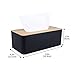MOCHTERO Tissue Box Cover,Tissue Holders,Tissue Box Holder for Bathrooms,Bamboo Cover Plate,Home and Office,9.7 * 5 * 3.6in (Black)