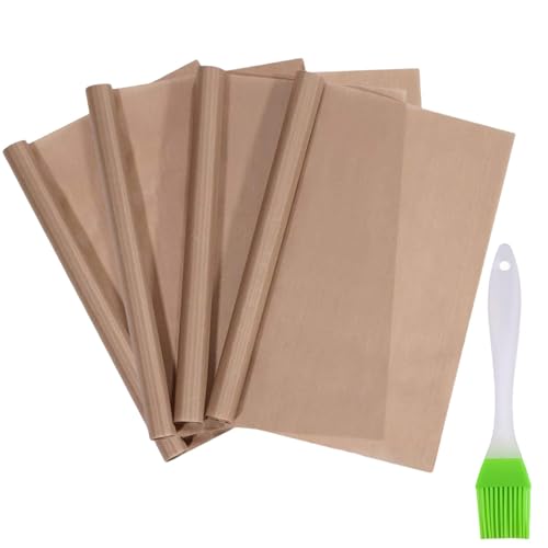 5 Pcs Oven Liner, Teflon Sheet Oven Liners with Brush Set, Reusable Baking Sheet Oven Liners for Fan Assisted Ovens, Oven Liners for Bottom of Oven, Oven Tray Liners for Bread, Biscuits, Meat
